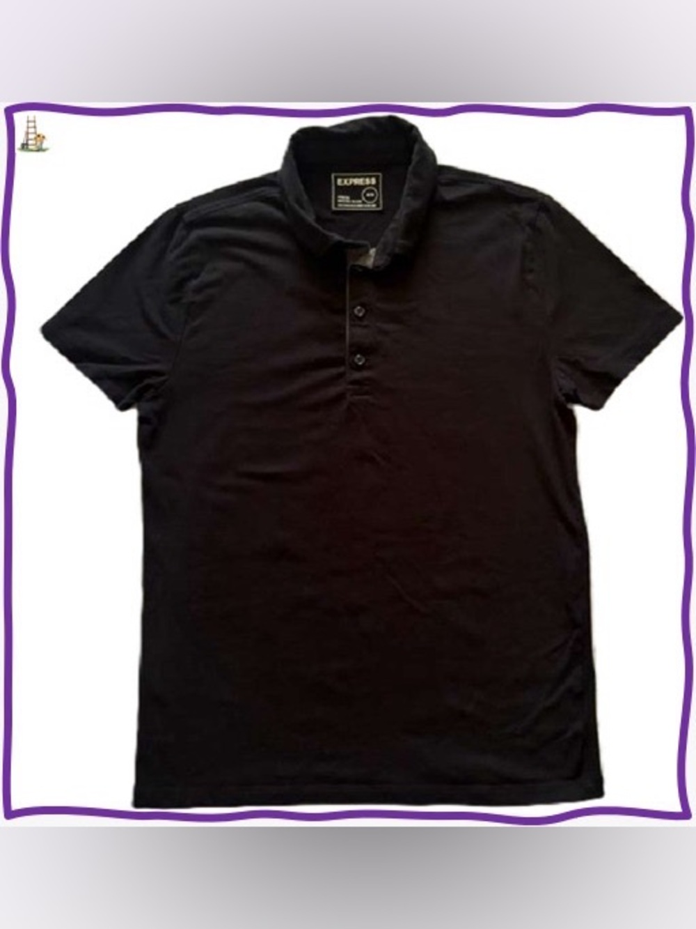 Express Black Short-Sleeve Polo Shirt